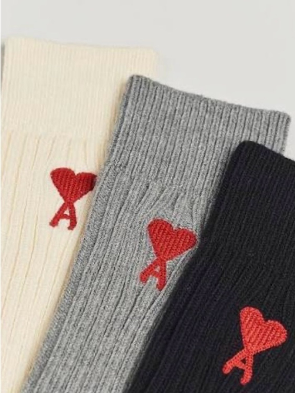 Ami Paris Logo-Embroidered Socks (Set of 3)~NWT & Dust bag